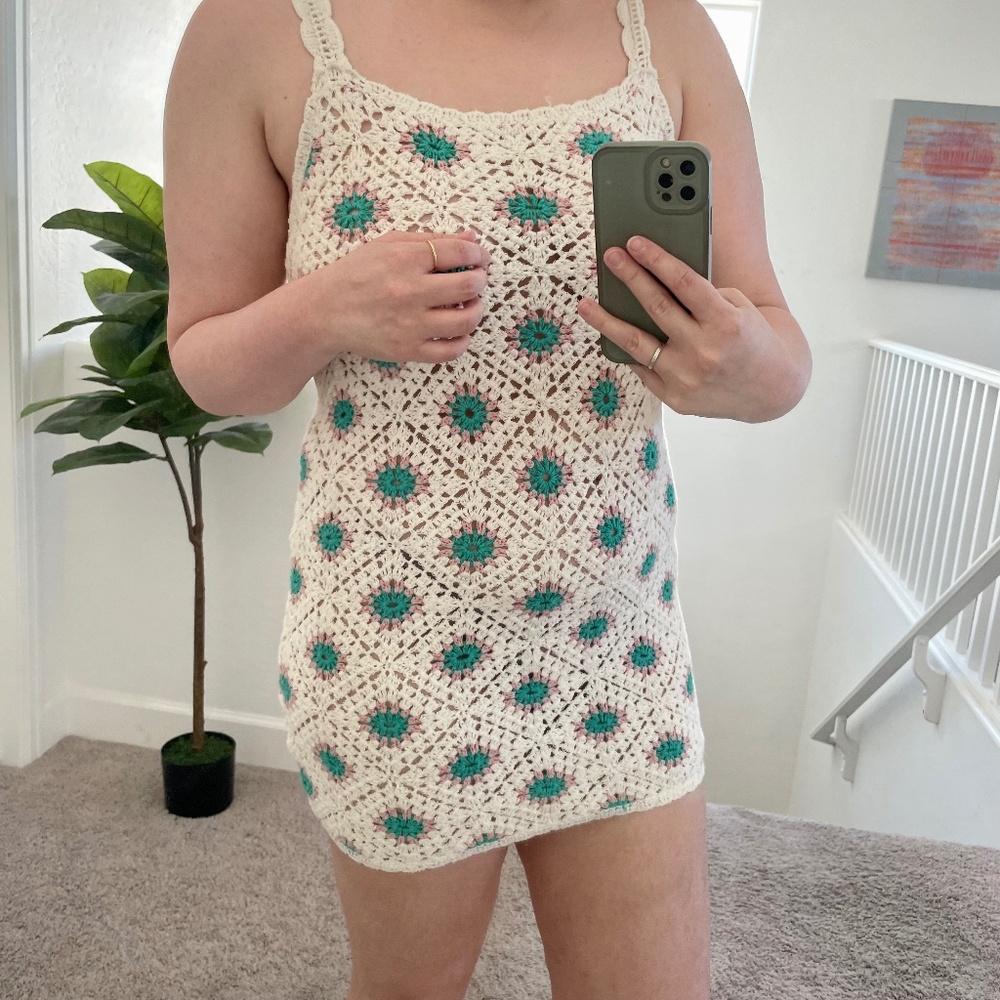 Crochet Cottage Core Vaca Vacation Coquette Summer Spring Hipster Hippie Dress